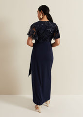 Petite Minty Sequin Bodice Maxi Dress - Navy
