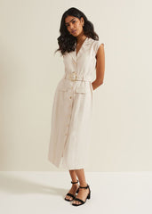 Kristal Utility Midi Dress - Cream