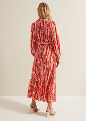Louisa Abstract Maxi Dress - Red