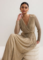 Masie Metallic Jersey Maxi Dress - Gold