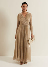 Petite Masie Metallic Jersey Maxi Dress - Gold