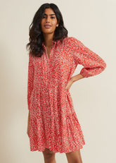 Carrie Abstract Swing Dress - Red