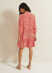 Carrie Abstract Swing Dress - Red