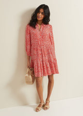 Carrie Abstract Swing Dress - Red