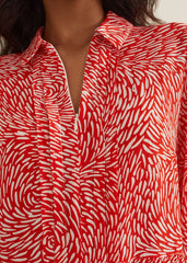 Carrie Abstract Swing Dress - Red