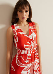 Suzie Leaf Print Jumpsuit - Red
