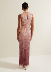 Becka Fringe Sequin Maxi Dress - Pink