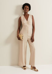 Fraya Zip Front Jumpsuit - Stone