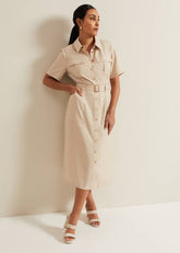 Petite Willow Utility Midi Dress - Stone