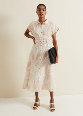 Mandi Abstract Stripe Shirt Dress - Neutral