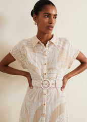 Mandi Abstract Stripe Shirt Dress - Neutral