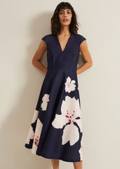 Rakhi Scuba Fit And Flare Midi Dress - Multi-Coloured