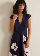 Rakhi Scuba Fit And Flare Midi Dress - Multi-Coloured