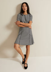 Viola Houndstooth Mini Dress - Black Multi