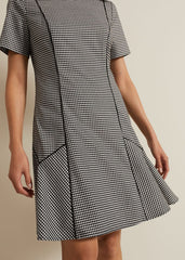 Viola Houndstooth Mini Dress - Black Multi