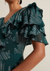 Marzia Teal Fil Coupe Maxi Dress - Teal