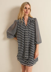 Suki Navy Geo Tunic Mini Dress - Navy