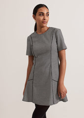 Petite Viola Houndstooth Mini Dress - Black Multi