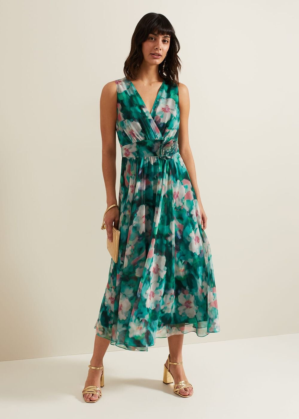 Nora Chiffon Floral Wrap Dress - Multi-Coloured