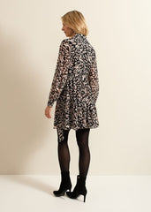 Aisling Black Leopard Swing Dress - Black