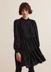 Shreya Check Swing Mini Dress - Black