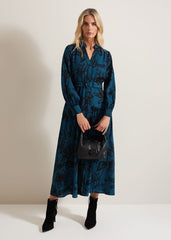 Shakira Teal Floral Midaxi Dress - Teal