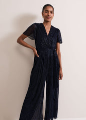 Stella Blue Plisse Jumpsuit - Blue