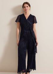 Petite Stella Blue Plisse Jumpsuit - Blue