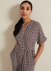 Petite Andra Geo Tie Waist Jumpsuit - Multi-Coloured
