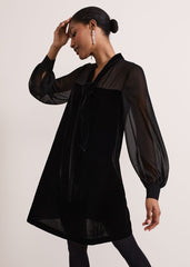 Seraphine Black Velvet Tunic Dress - Black