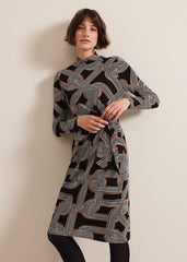 Margot Black Jersey Fitted Midi Dress - Black