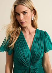 Abbey Green Satin Maxi Dress - Green