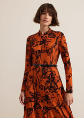 Krissy Floral Piped Midi Dress - Tan