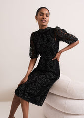 Misha Tapework Shimmer Dress - Black