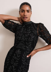 Misha Tapework Shimmer Dress - Black