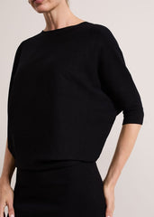 Becca Batwing Knitted Dress - Black