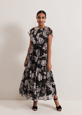 Petite Jordine Floral Print Midaxi Dress - Multi-Coloured