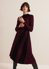 Julie Ribbed Fit And Flare Midi Dress - Burgundy