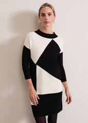 Hetty Ripple Colour Block Tunic - Black/Ivory