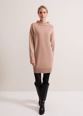 Skylar Funnel Neck Jumper Dress - Camel