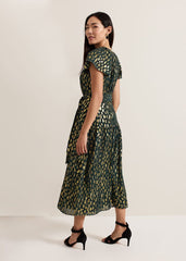 Lilani Shimmer Midi Dress - Green