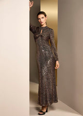 Renila Sequin Long Sleeved Maxi Dress - Multi-Coloured