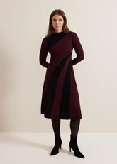 Petite Julie Fit And Flare Midi Dress - Burgundy