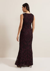 Montee Burgundy Tapework Maxi Dress - Burgundy