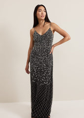 Alexia Sequin Embelished Maxi Dress - Black