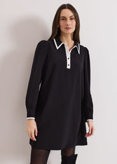 Gina Black Collar Swing Dress - Black