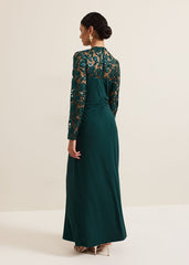 Ilona Dark Green Sequin Maxi Dress - Dark Green
