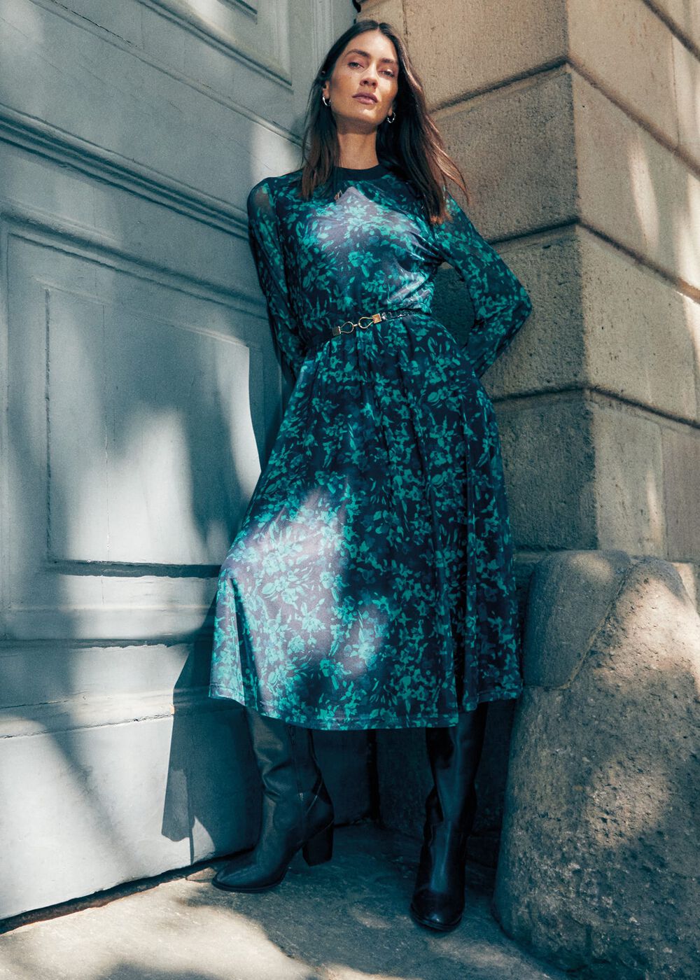 Jinny Purple Floral Dress - Green