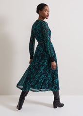 Jinny Purple Floral Dress - Green