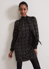Mabel Black Dotty Swing Dress - Black